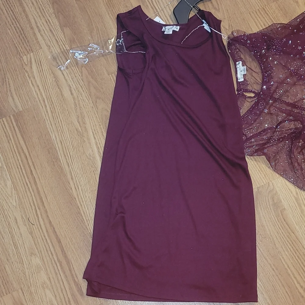 New Knitworks Burgundy 2 piece dress set size 14 - Picture 10 of 12